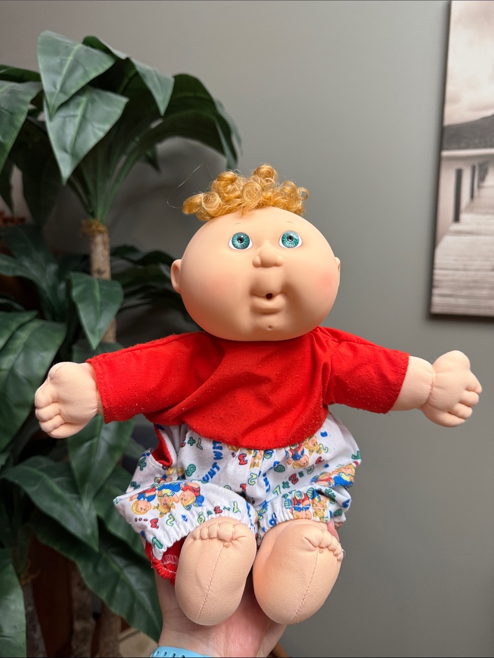 Vintage 1992 Cabbage Patch Kid Doll CPK Red Curly-Haired Soft Body Plush Baby